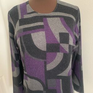 VTG Ralph Lauren Gray Geometric Silk-Cashmere Blend Sweater